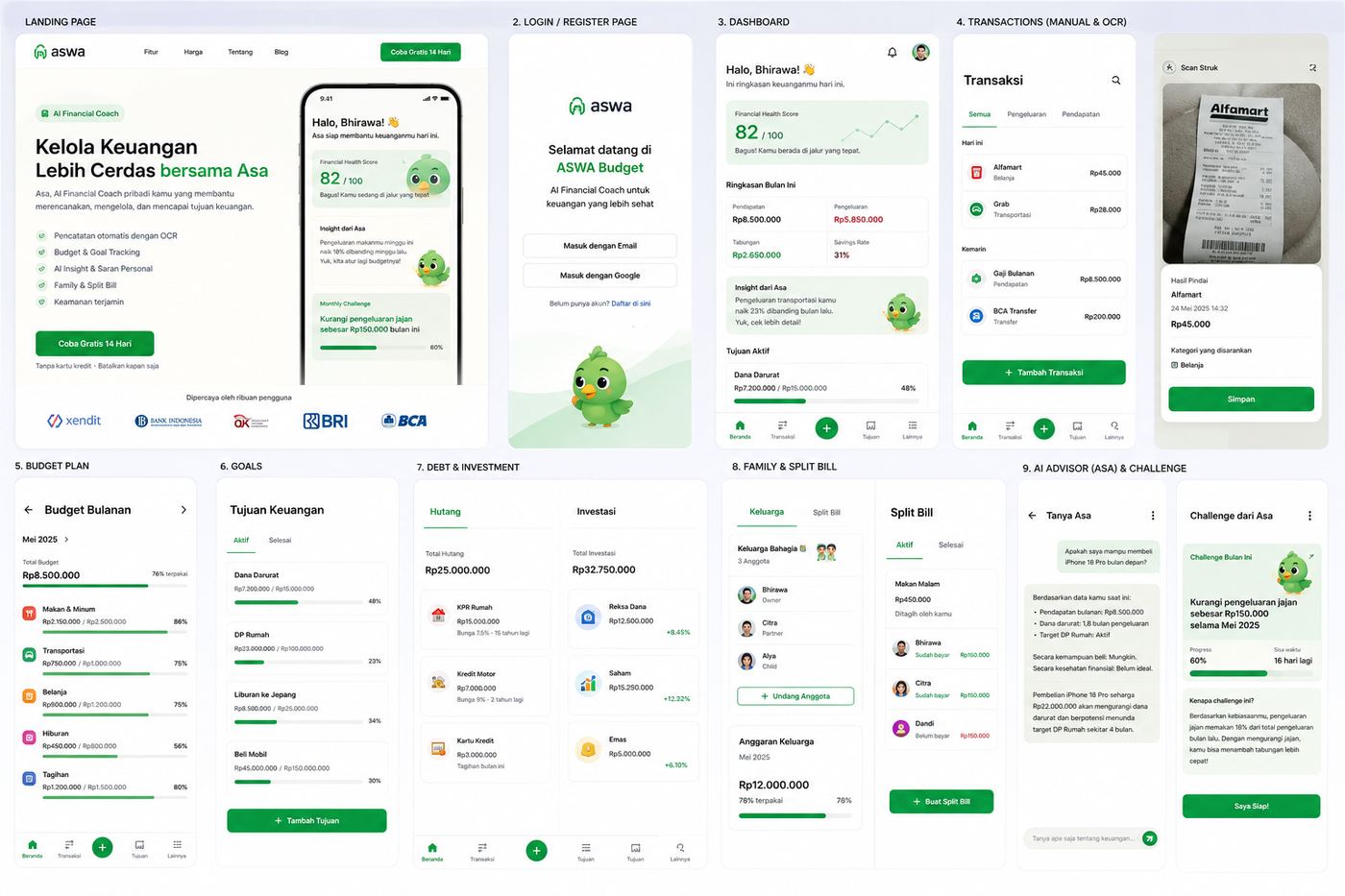 ASWABudgt product screenshots